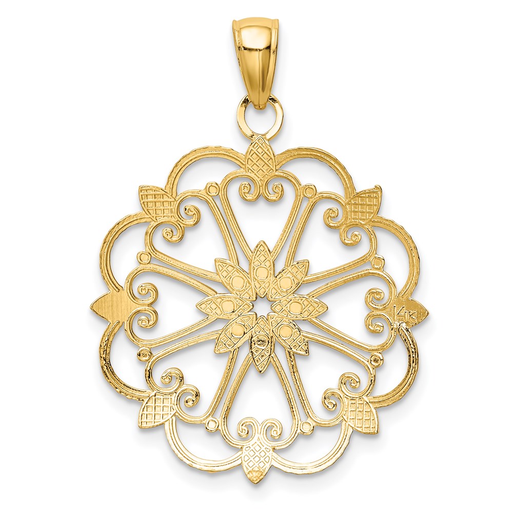 Alternate view of the 14k Yellow Gold & White Rhodium Starburst Heart Pendant, 25mm (1 inch) by The Black Bow Jewelry Co.