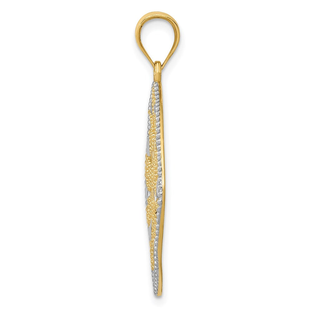 Alternate view of the 14k Yellow Gold & White Rhodium Vine Filigree Rhombus Pendant, 25mm by The Black Bow Jewelry Co.