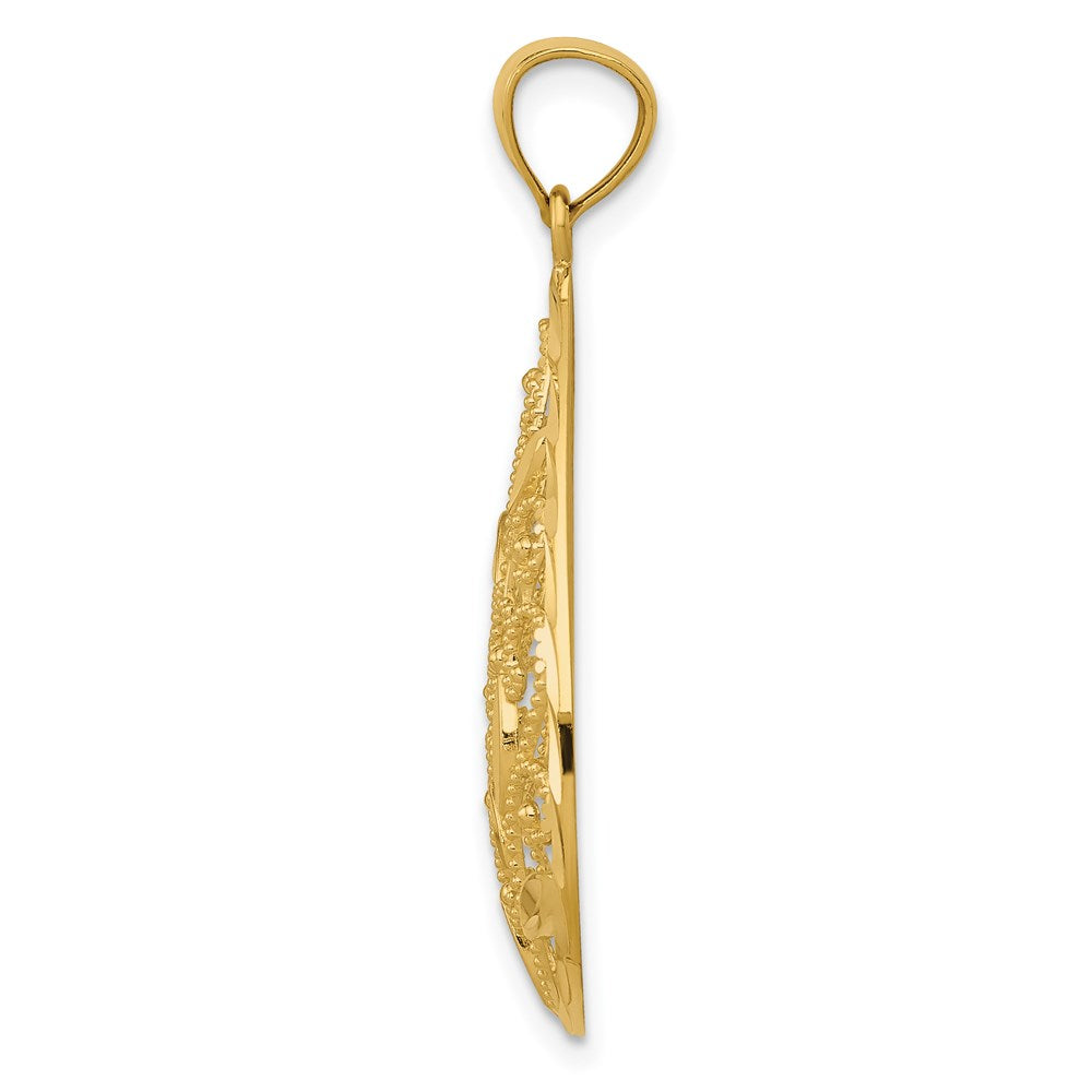 Alternate view of the 14k Yellow Gold Vine Filigree Teardrop Pendant, 20mm (3/4 inch) by The Black Bow Jewelry Co.