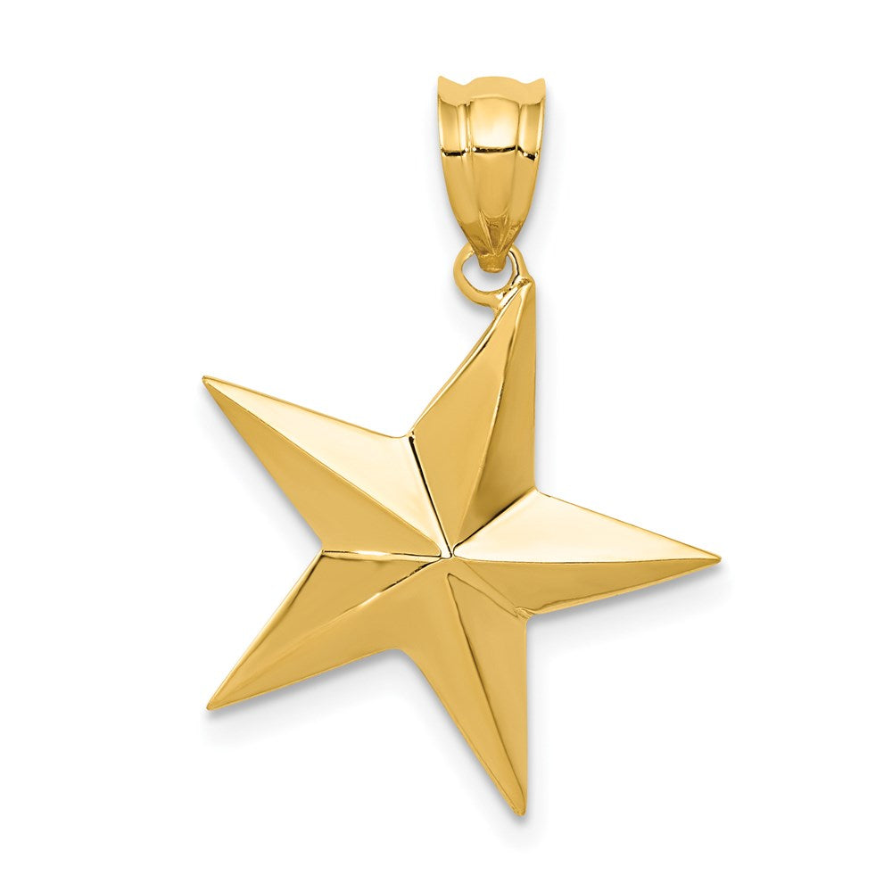 14k Yellow Gold Polished Nautical Star Pendant, 20mm (3/4 inch), Item P26647 by The Black Bow Jewelry Co.