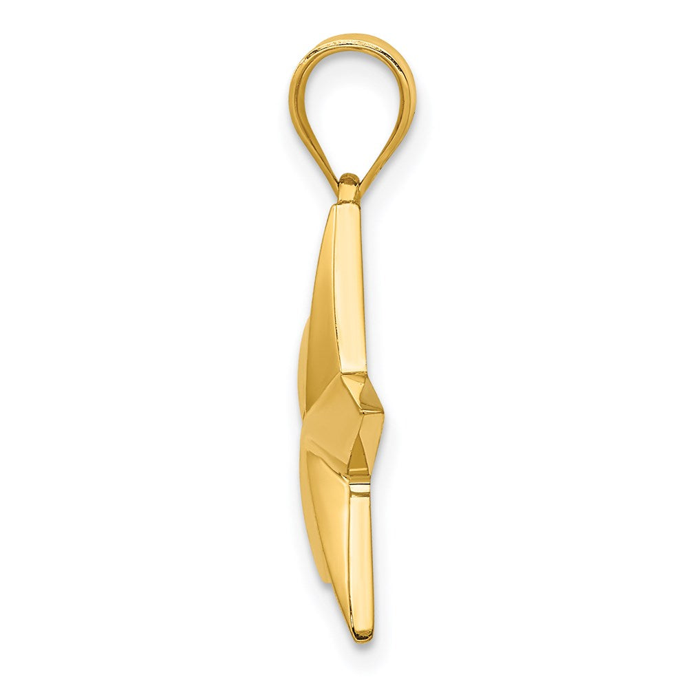 Alternate view of the 14k Yellow Gold Polished Nautical Star Pendant, 20mm (3/4 inch) by The Black Bow Jewelry Co.