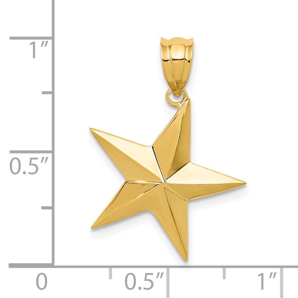 Alternate view of the 14k Yellow Gold Polished Nautical Star Pendant, 20mm (3/4 inch) by The Black Bow Jewelry Co.