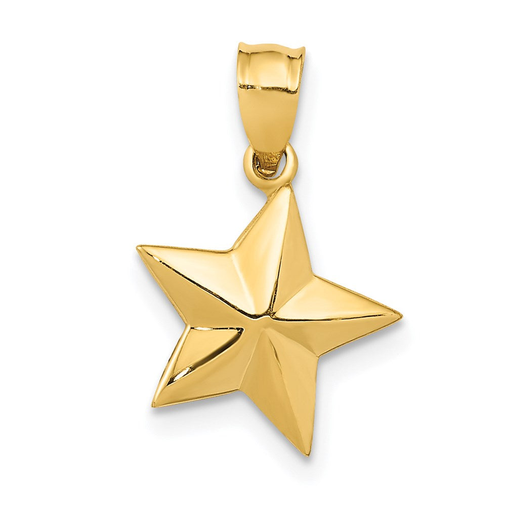 14k Yellow Gold Small Polished Nautical Star Pendant, 12mm (7/16 inch), Item P26648 by The Black Bow Jewelry Co.