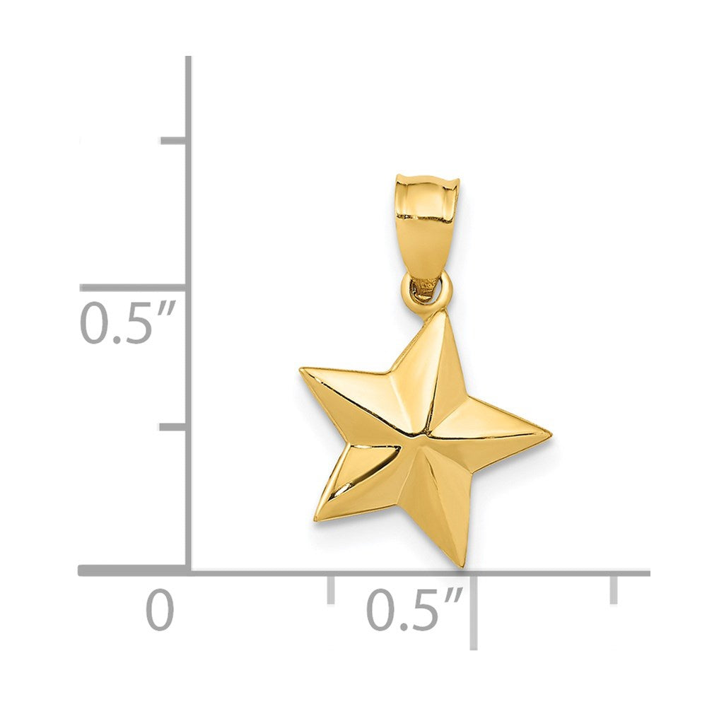 Alternate view of the 14k Yellow Gold Small Polished Nautical Star Pendant, 12mm (7/16 inch) by The Black Bow Jewelry Co.