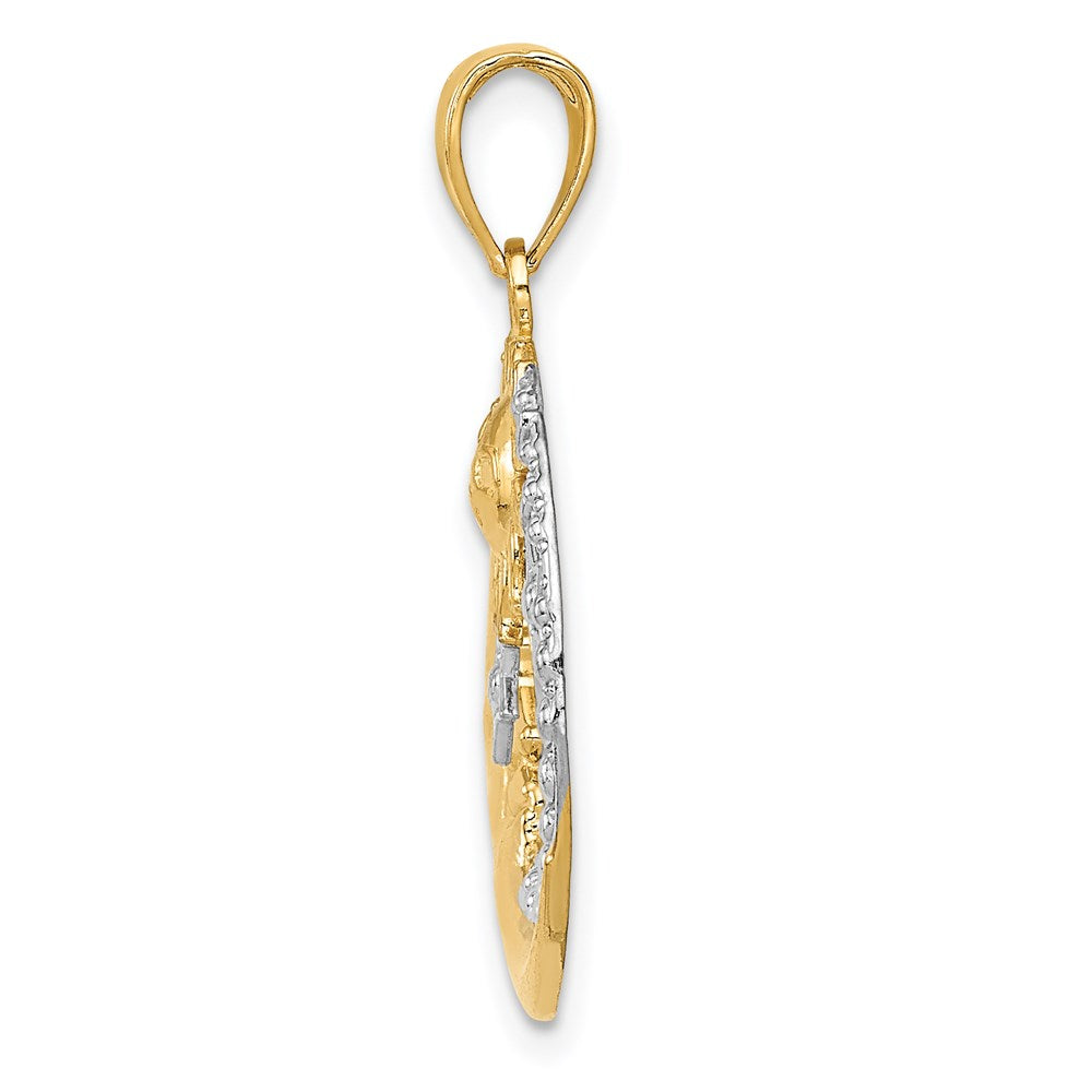 Alternate view of the 14k Yellow Gold & White Rhodium Round Celestial Pendant, 20mm (3/4 in) by The Black Bow Jewelry Co.