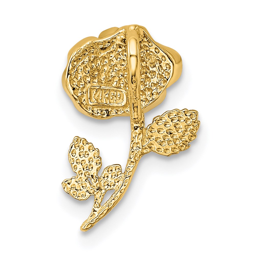 Alternate view of the 14k Yellow Gold and White Rhodium Polished Rose Slide Pendant, 10mm by The Black Bow Jewelry Co.