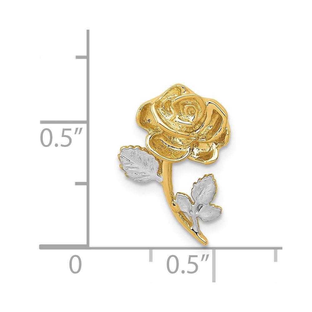 Alternate view of the 14k Yellow Gold and White Rhodium Polished Rose Slide Pendant, 10mm by The Black Bow Jewelry Co.