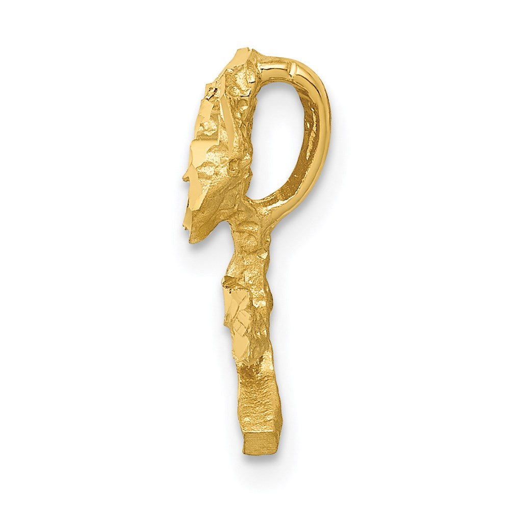 Alternate view of the 14k Yellow Gold Satin & Diamond Cut Rose Stem Slide Pendant, 12mm by The Black Bow Jewelry Co.