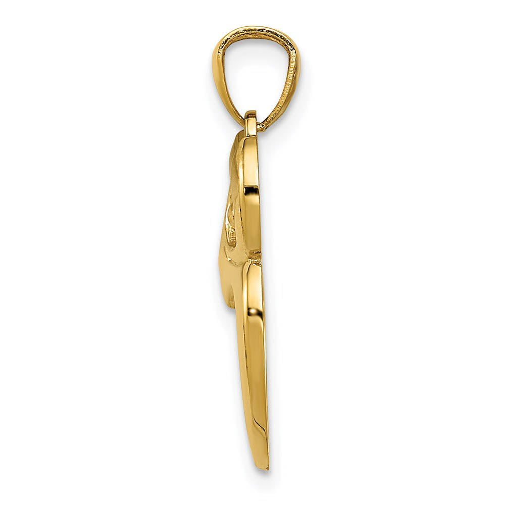 Alternate view of the 14k Yellow Gold Cutout Owl with Heart Pendant, 12mm (7/16 inch) by The Black Bow Jewelry Co.