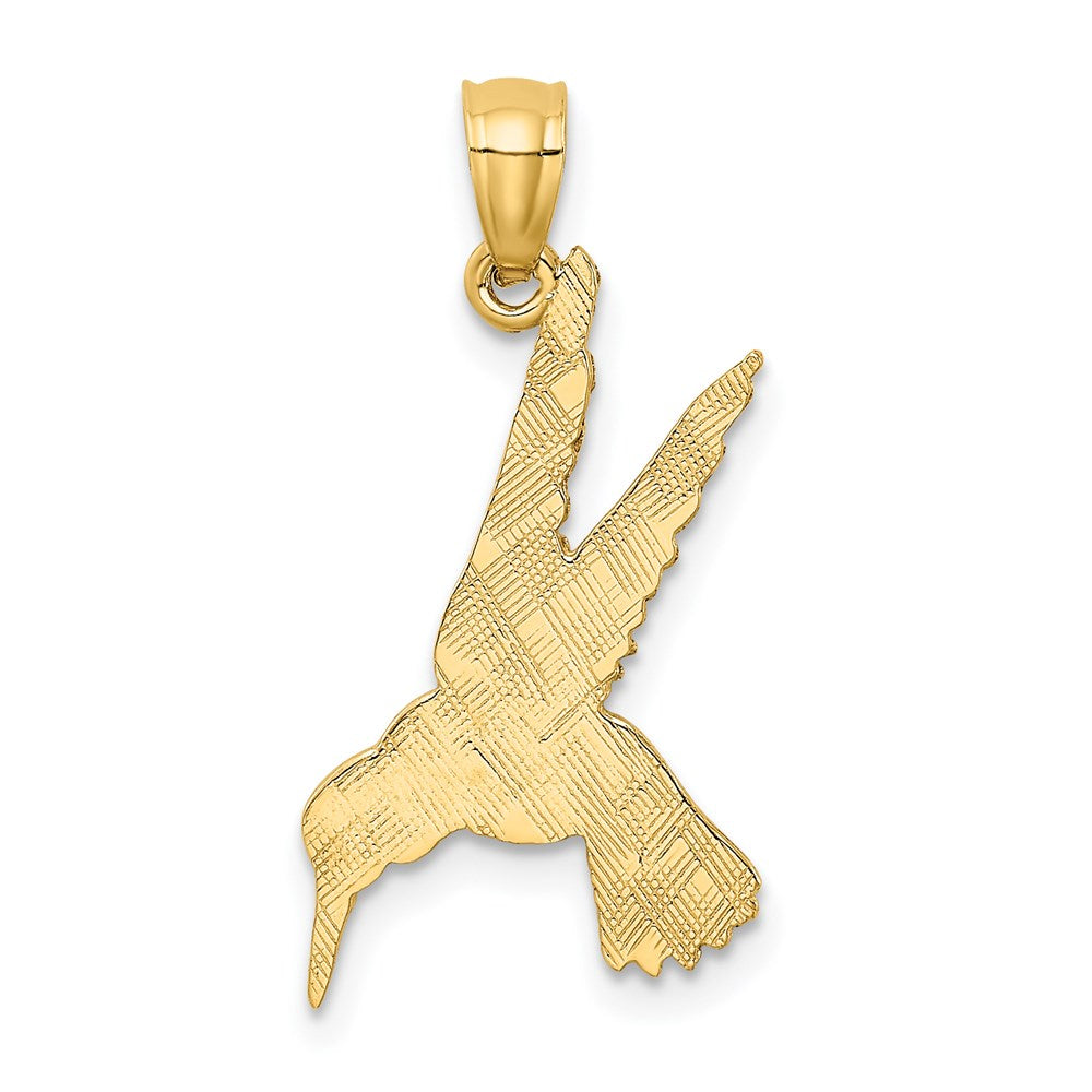 Alternate view of the 14k Yellow Gold Diamond Cut Hummingbird Pendant, 13mm (1/2 inch) by The Black Bow Jewelry Co.