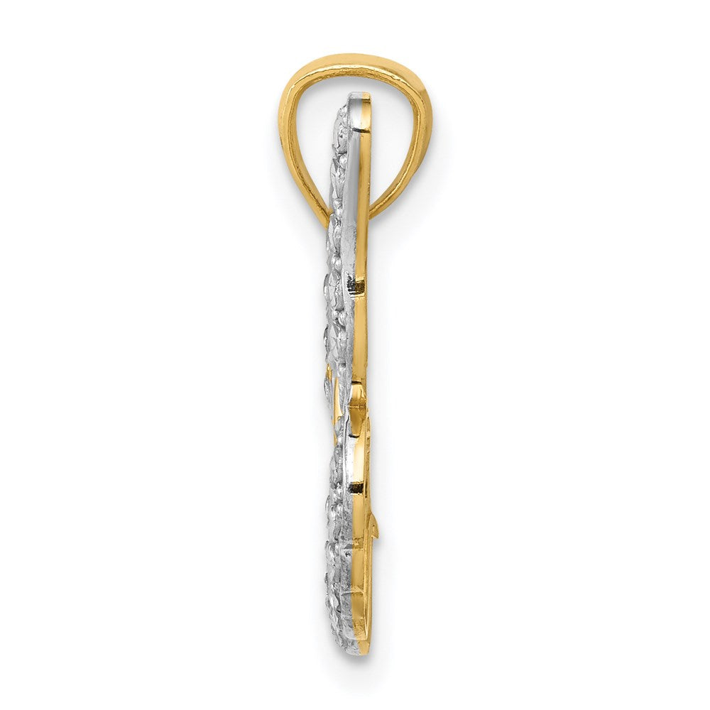 Alternate view of the 14k Yellow Gold with White Rhodium Ornate Butterfly Pendant, 26mm by The Black Bow Jewelry Co.