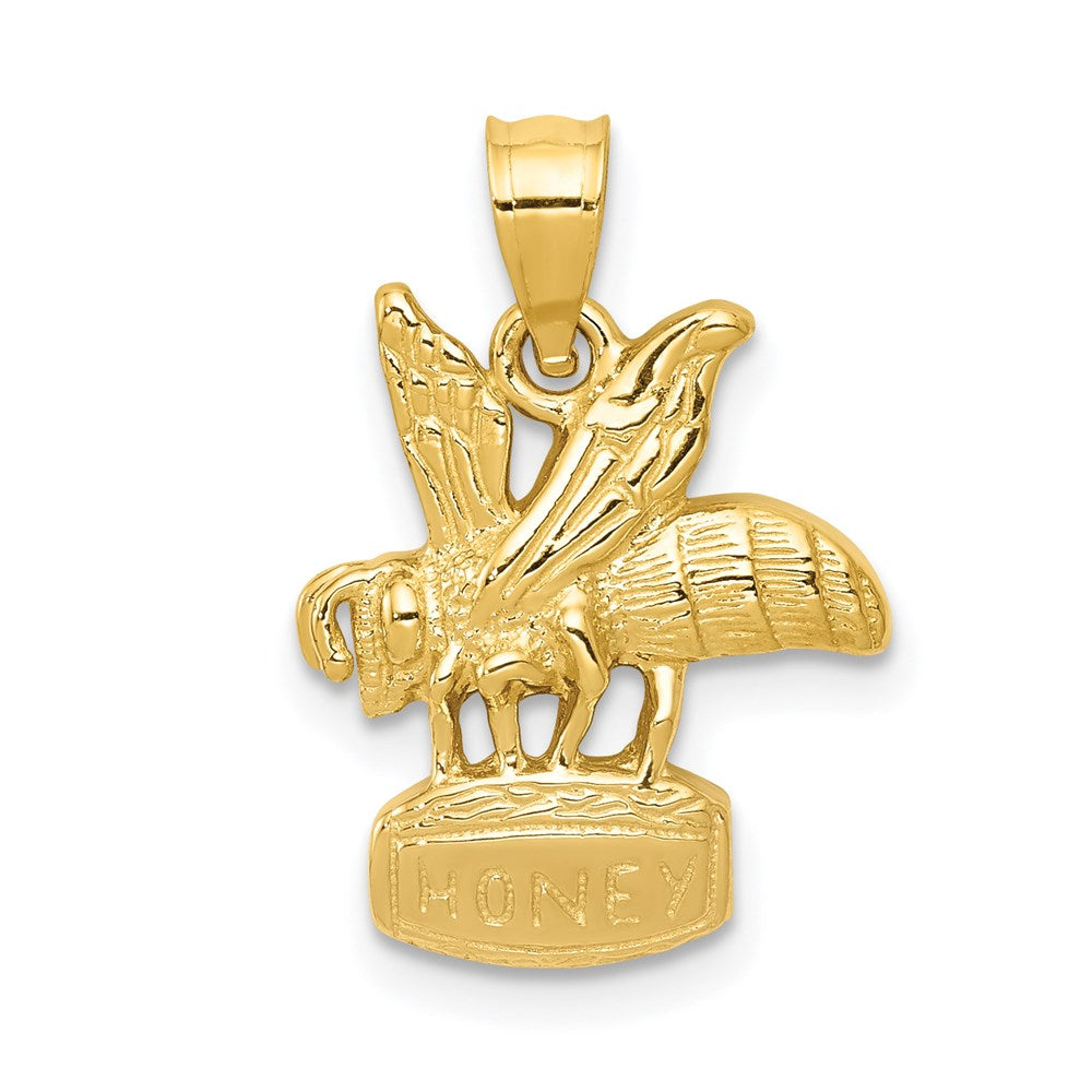 14k Yellow Gold Honey Bee Pendant, 13mm (1/2 inch), Item P26705 by The Black Bow Jewelry Co.