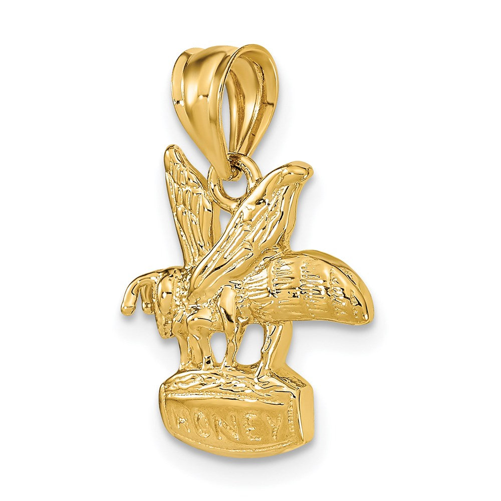 Alternate view of the 14k Yellow Gold Honey Bee Pendant, 13mm (1/2 inch) by The Black Bow Jewelry Co.
