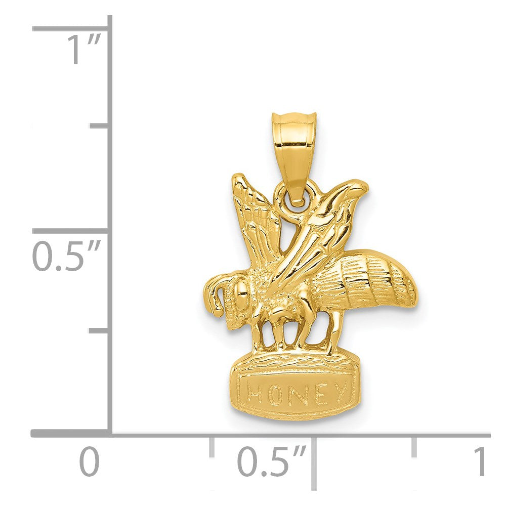 Alternate view of the 14k Yellow Gold Honey Bee Pendant, 13mm (1/2 inch) by The Black Bow Jewelry Co.