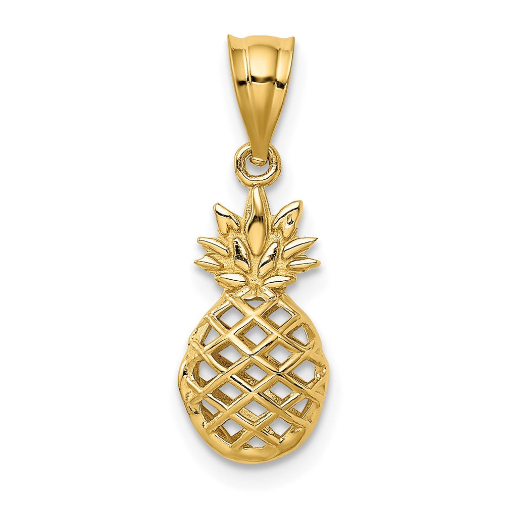 Alternate view of the 14k Yellow Gold 3D Pineapple Pendant, 9mm (3/8 inch) by The Black Bow Jewelry Co.