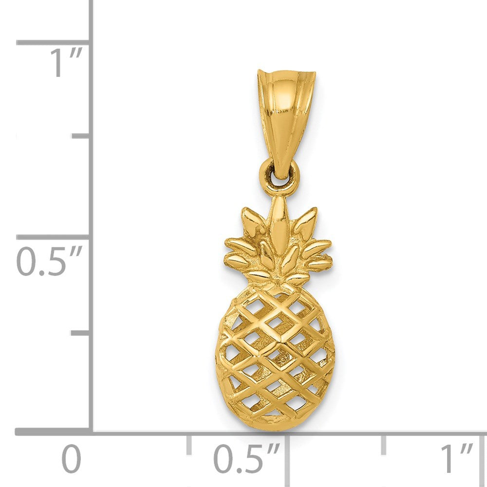 Alternate view of the 14k Yellow Gold 3D Pineapple Pendant, 9mm (3/8 inch) by The Black Bow Jewelry Co.