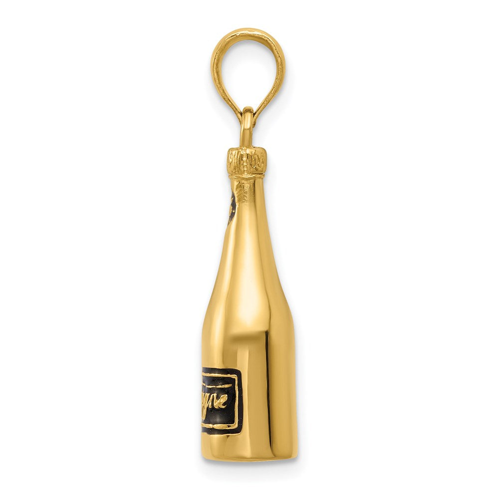Alternate view of the 14k Yellow Gold 3D Enameled Champagne Bottle Pendant, 7mm by The Black Bow Jewelry Co.