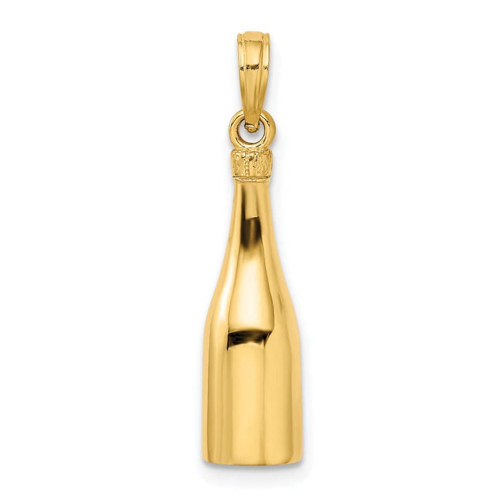 Alternate view of the 14k Yellow Gold 3D Enameled Champagne Bottle Pendant, 7mm by The Black Bow Jewelry Co.
