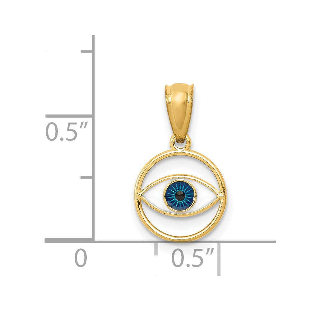 Alternate view of the 14K Yellow Gold & Enamel, Round Blue Evil Eye Pendant, 9mm (3/8 inch) by The Black Bow Jewelry Co.
