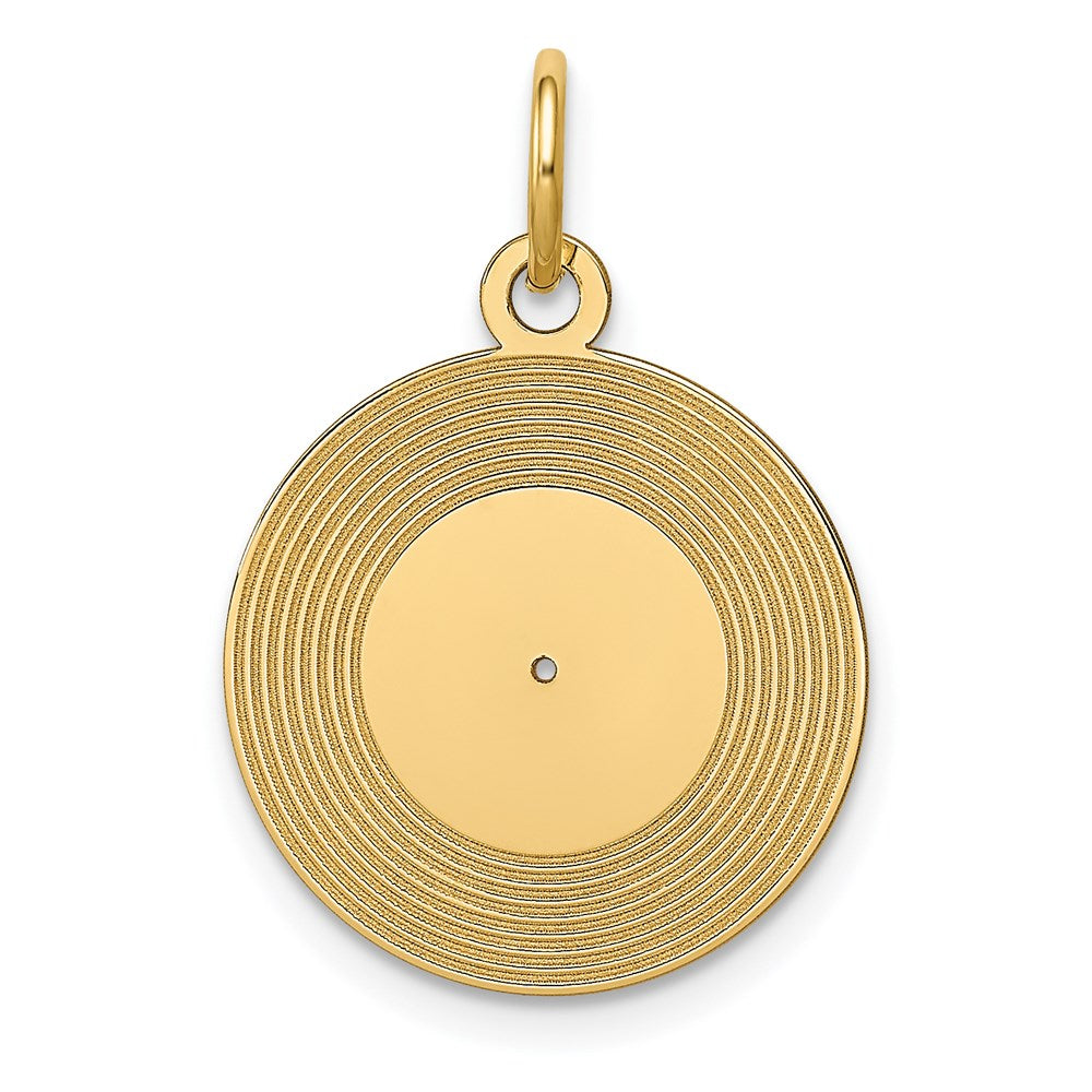 14k Yellow Gold Record Album Charm or Pendant, 16mm (5/8 inch), Item P26736 by The Black Bow Jewelry Co.