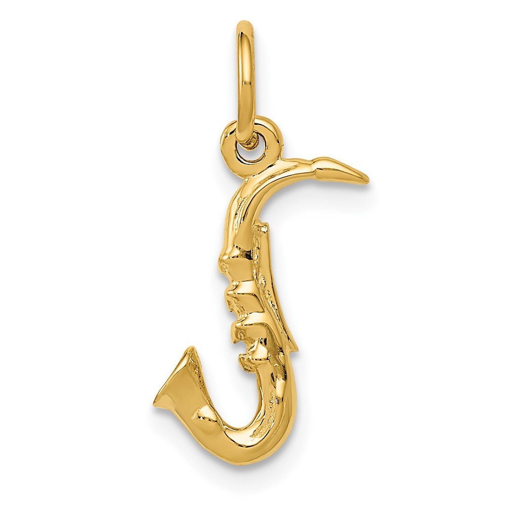 14k Yellow Gold Small 3D Saxophone Charm or Pendant, 12mm (7/16 inch), Item P26737 by The Black Bow Jewelry Co.