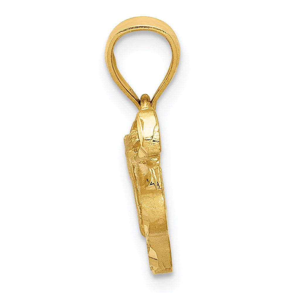 Alternate view of the 14k Yellow Gold Satin & Diamond Cut 2D Acoustic Guitar Pendant, 20mm by The Black Bow Jewelry Co.