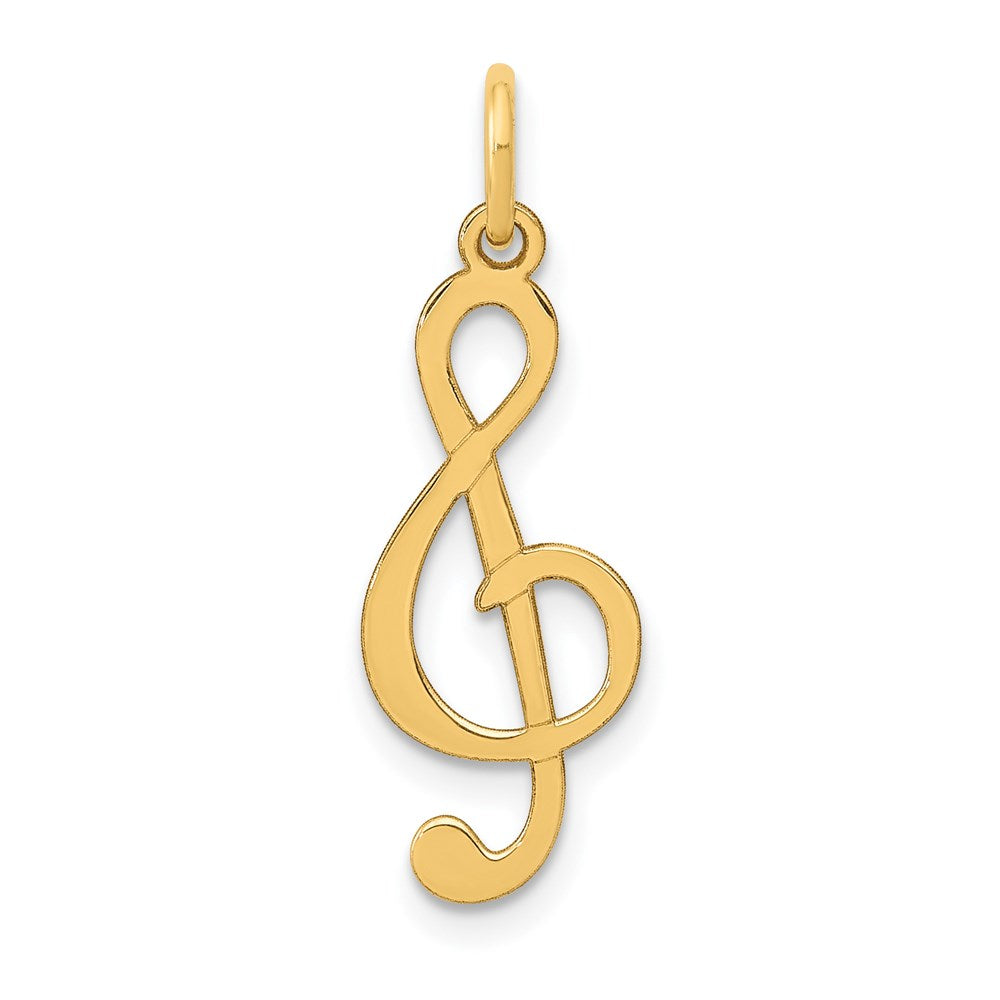 14k Yellow Gold Treble Clef Charm or Pendant, 8mm (5/16 inch), Item P26746 by The Black Bow Jewelry Co.