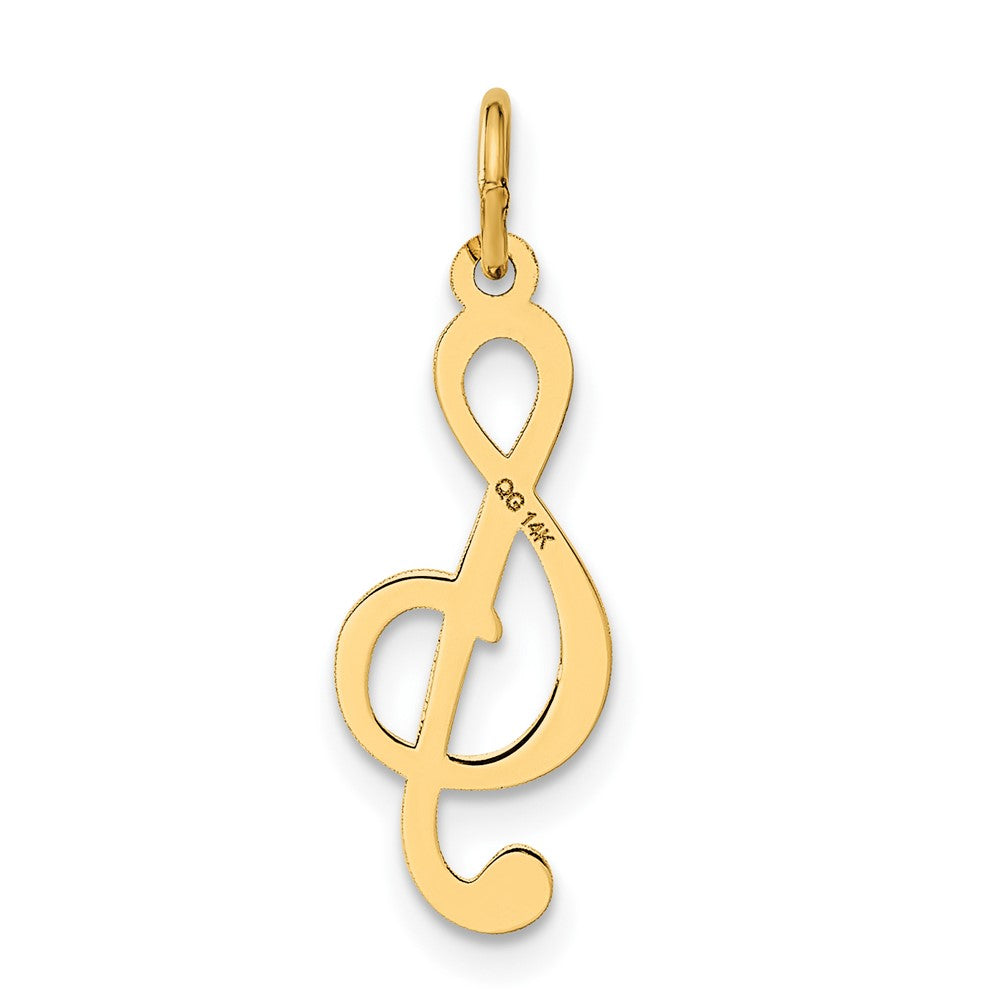 Alternate view of the 14k Yellow Gold Treble Clef Charm or Pendant, 8mm (5/16 inch) by The Black Bow Jewelry Co.