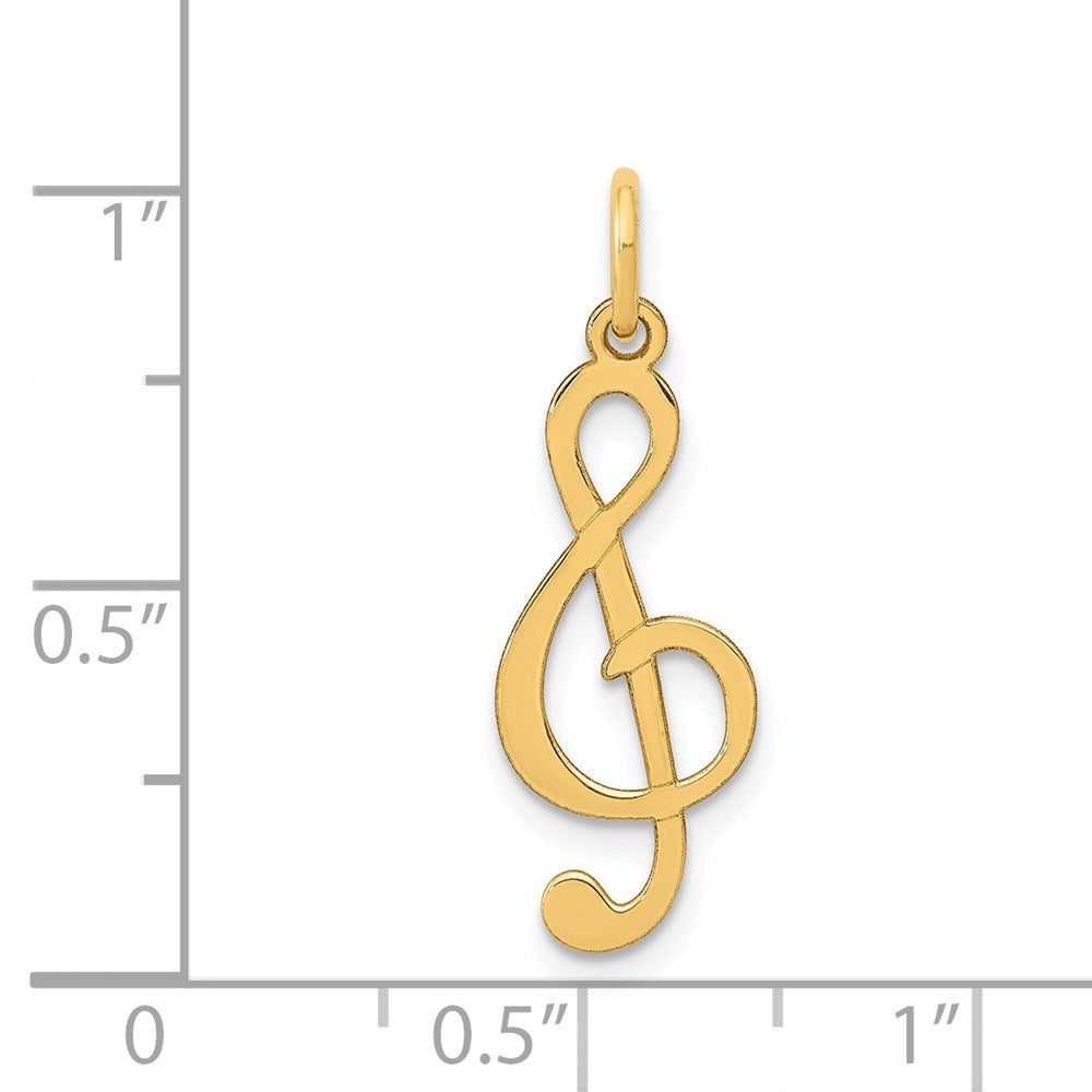 Alternate view of the 14k Yellow Gold Treble Clef Charm or Pendant, 8mm (5/16 inch) by The Black Bow Jewelry Co.