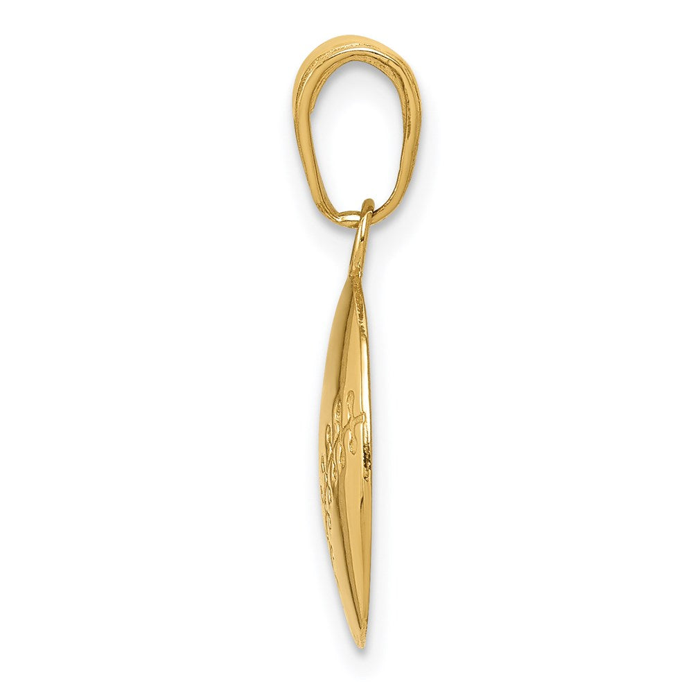 Alternate view of the 14k Yellow Gold Flat Back Polished Baseball Pendant, 14mm (9/16 inch) by The Black Bow Jewelry Co.