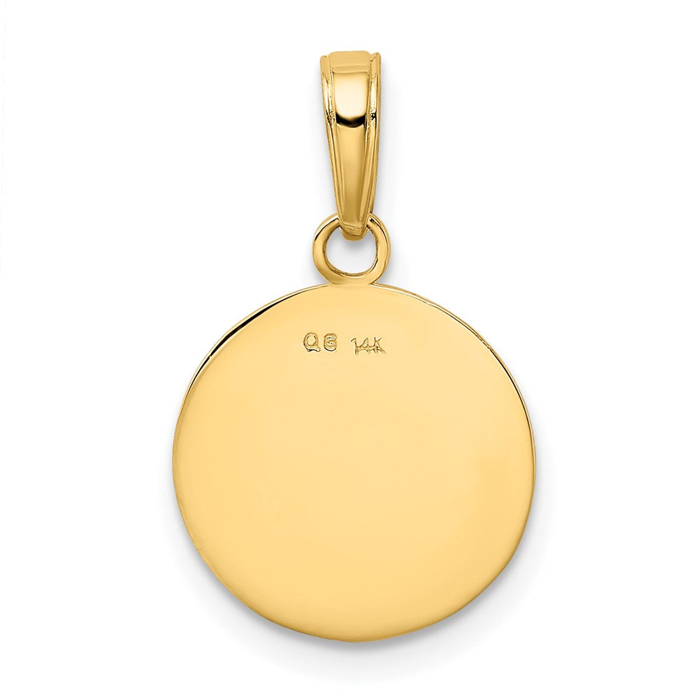 Alternate view of the 14k Yellow Gold Flat Back Polished Baseball Pendant, 14mm (9/16 inch) by The Black Bow Jewelry Co.