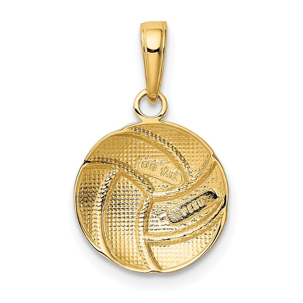 Alternate view of the 14k Yellow Gold Polished Volleyball Pendant, 13mm (1/2 inch) by The Black Bow Jewelry Co.