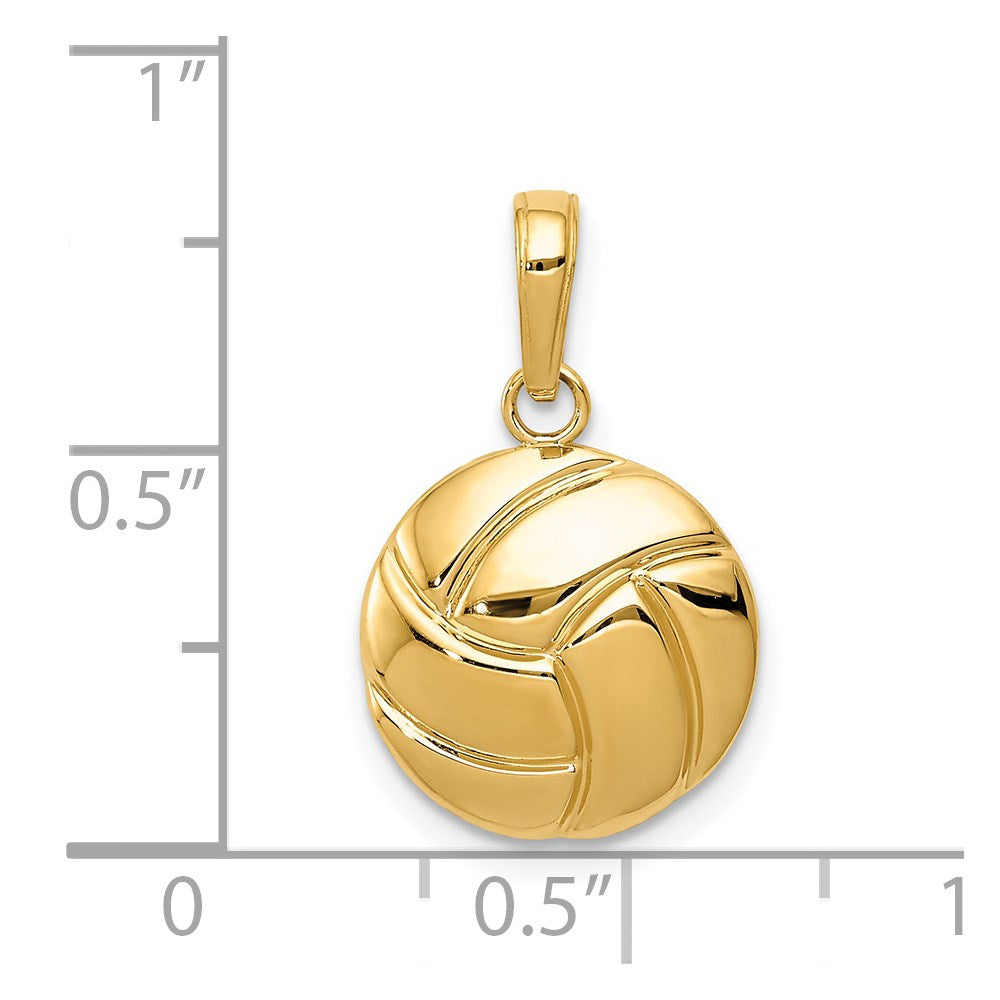 Alternate view of the 14k Yellow Gold Polished Volleyball Pendant, 13mm (1/2 inch) by The Black Bow Jewelry Co.