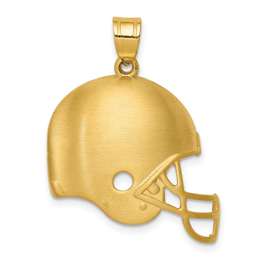 14k Yellow Gold Brushed Football Helmet Pendant, 25mm (1 inch), Item P26774 by The Black Bow Jewelry Co.