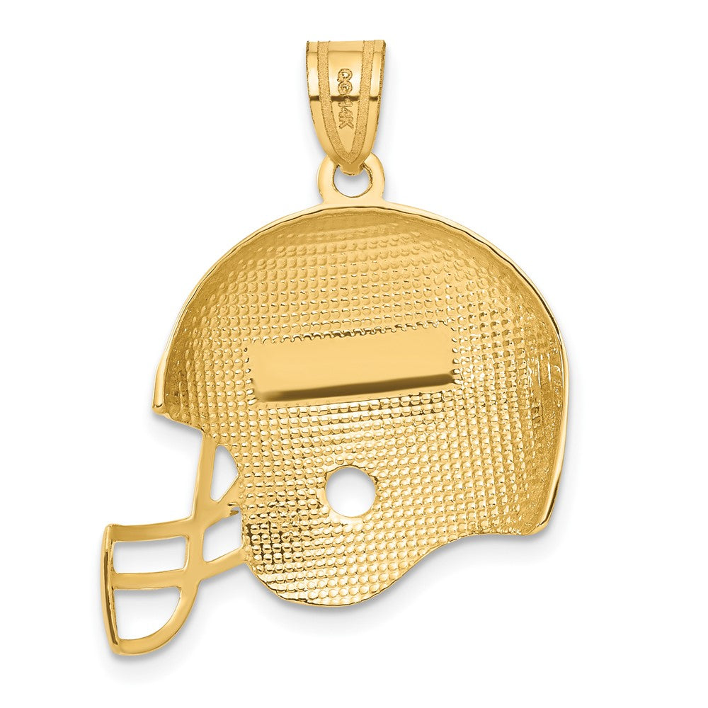 Alternate view of the 14k Yellow Gold Brushed Football Helmet Pendant, 25mm (1 inch) by The Black Bow Jewelry Co.