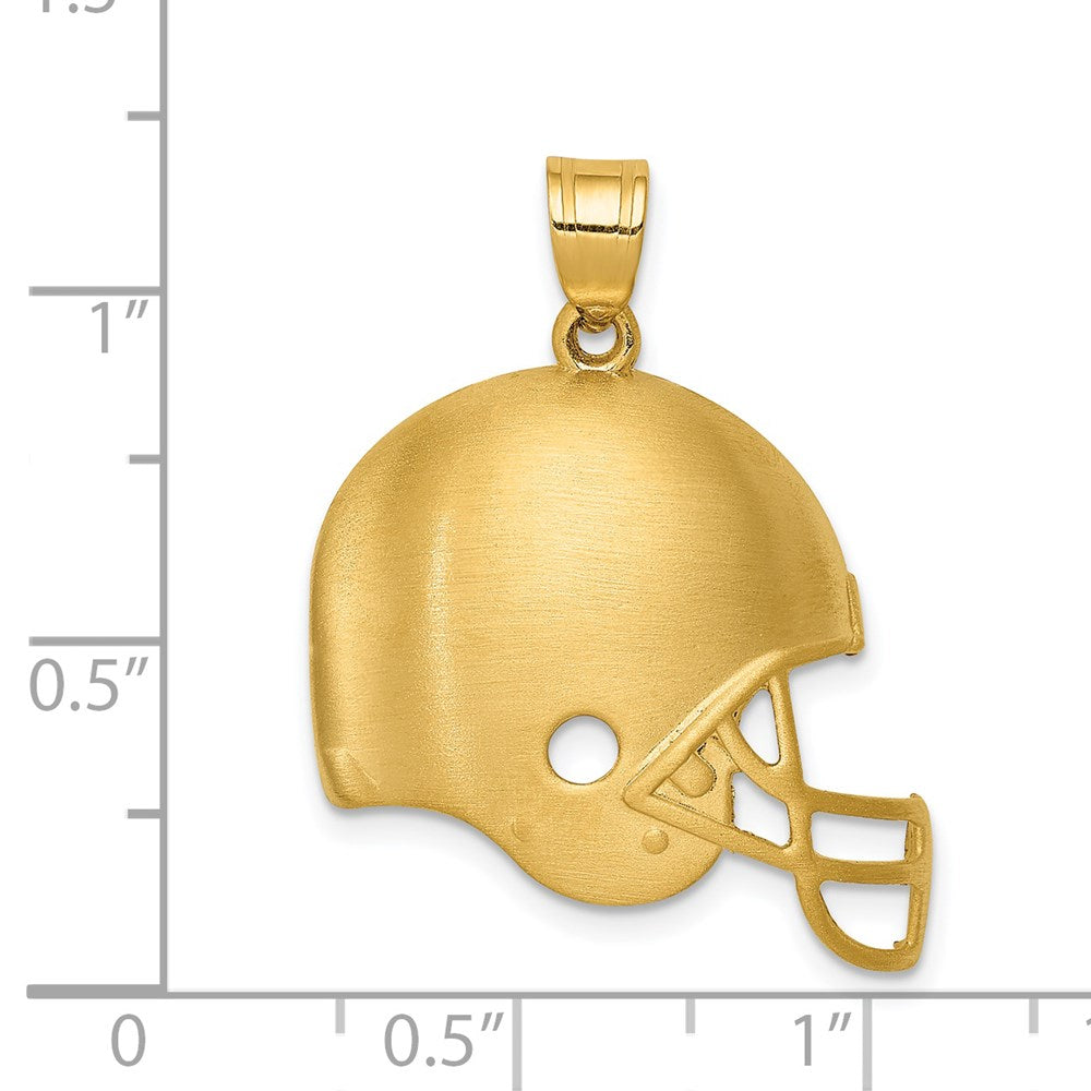 Alternate view of the 14k Yellow Gold Brushed Football Helmet Pendant, 25mm (1 inch) by The Black Bow Jewelry Co.