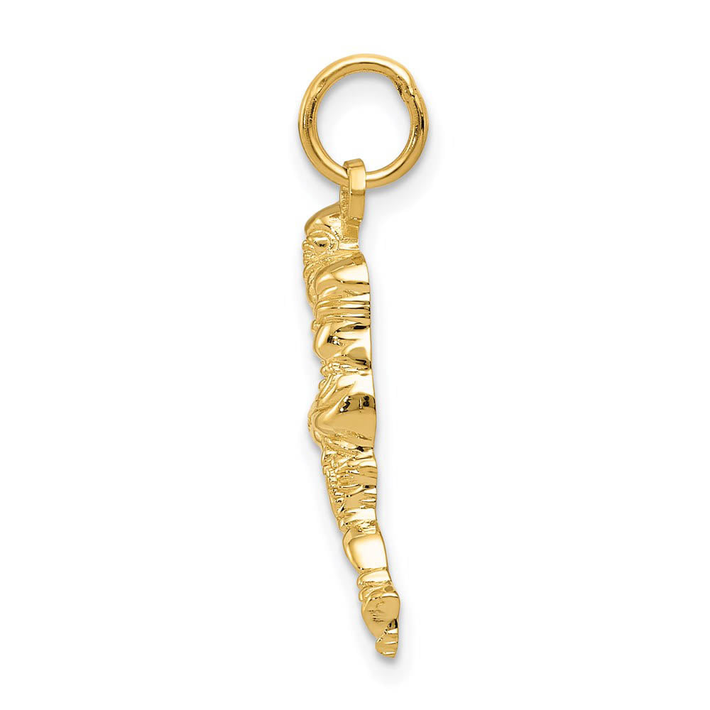 Alternate view of the 14k Yellow Gold 2D Football Player Charm or Pendant, 7 x 26mm by The Black Bow Jewelry Co.