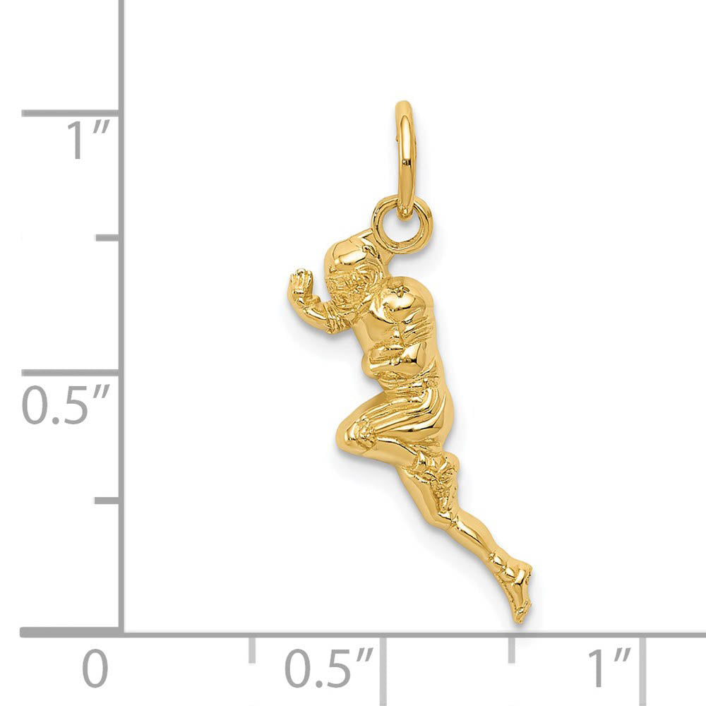 Alternate view of the 14k Yellow Gold 2D Football Player Charm or Pendant, 7 x 26mm by The Black Bow Jewelry Co.