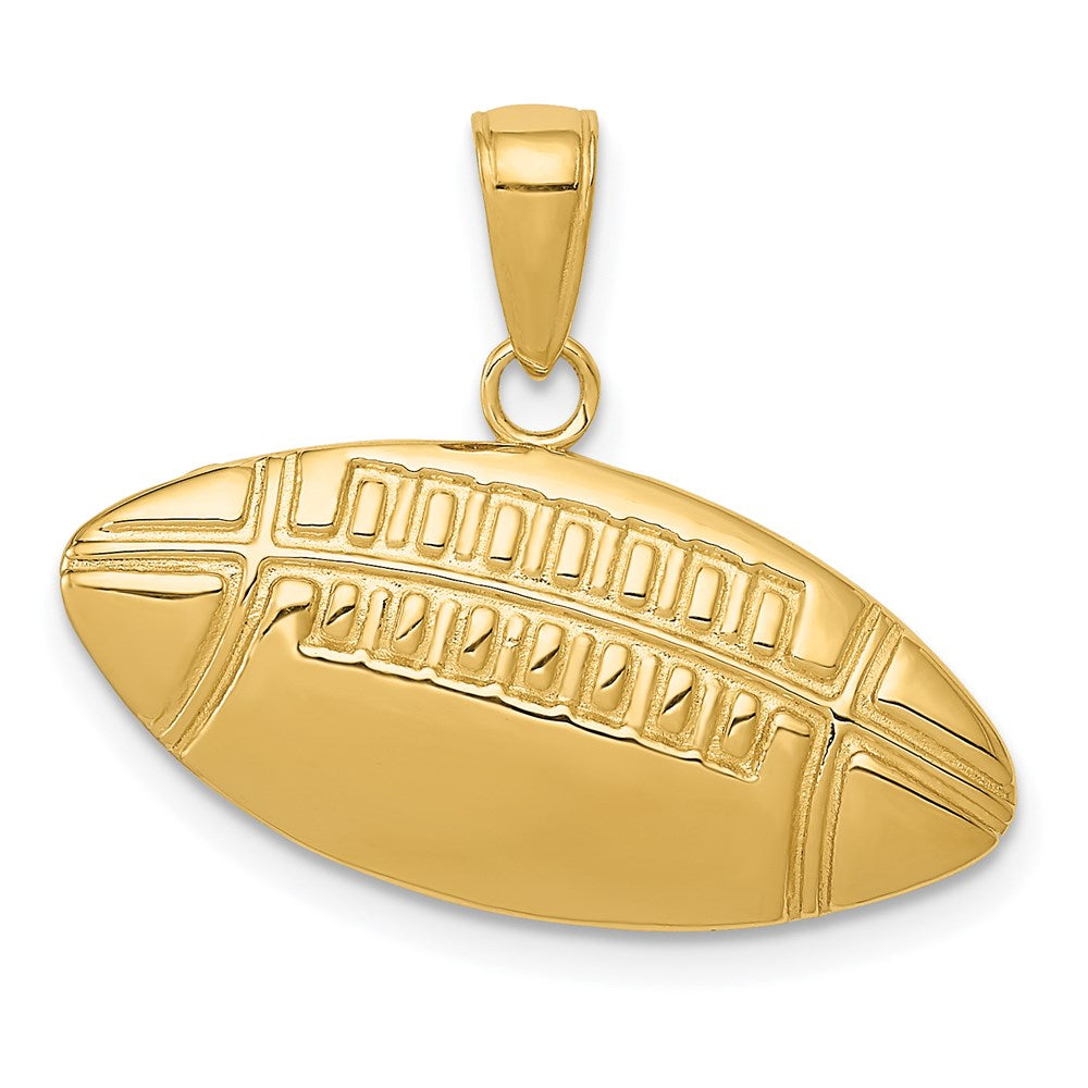 14k Yellow Gold Medium Football Charm or Pendant, 24mm (15/16 inch), Item P26777 by The Black Bow Jewelry Co.