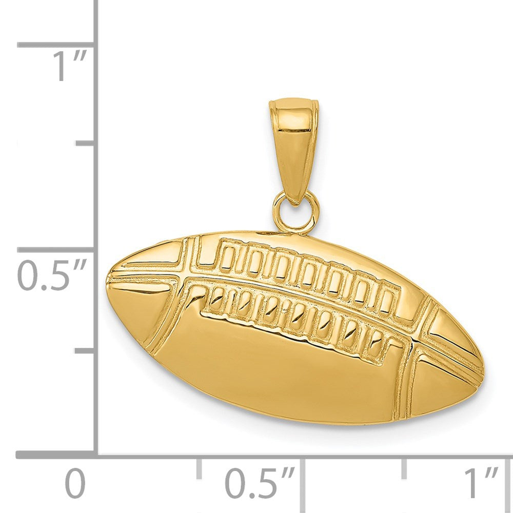 Alternate view of the 14k Yellow Gold Medium Football Charm or Pendant, 24mm (15/16 inch) by The Black Bow Jewelry Co.