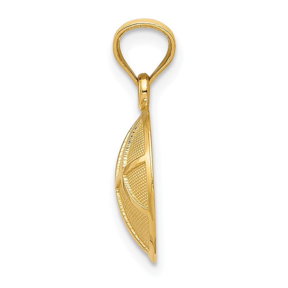 Alternate view of the 14k Yellow Gold 2D Textured Basketball Pendant, 13mm (1/2 inch) by The Black Bow Jewelry Co.