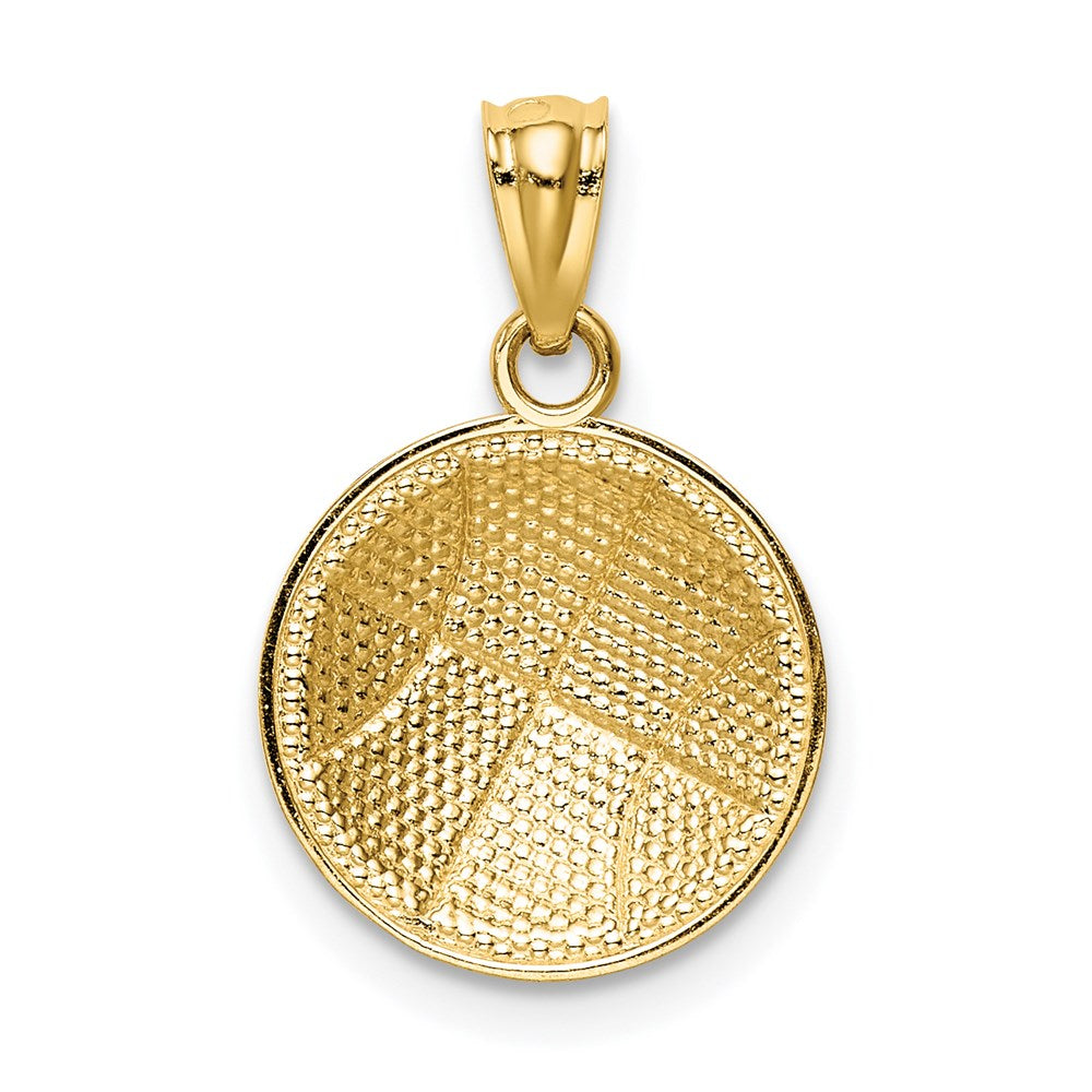 Alternate view of the 14k Yellow Gold 2D Textured Basketball Pendant, 13mm (1/2 inch) by The Black Bow Jewelry Co.