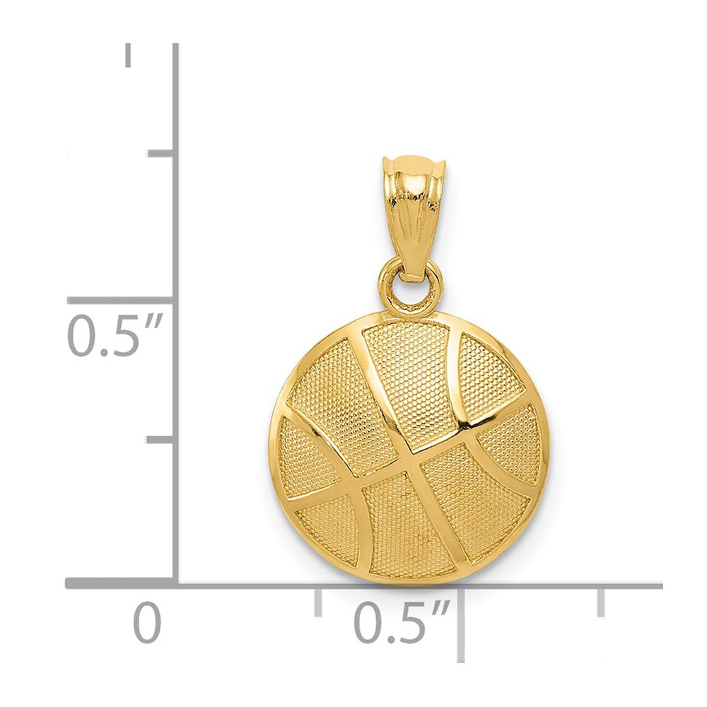 Alternate view of the 14k Yellow Gold 2D Textured Basketball Pendant, 13mm (1/2 inch) by The Black Bow Jewelry Co.