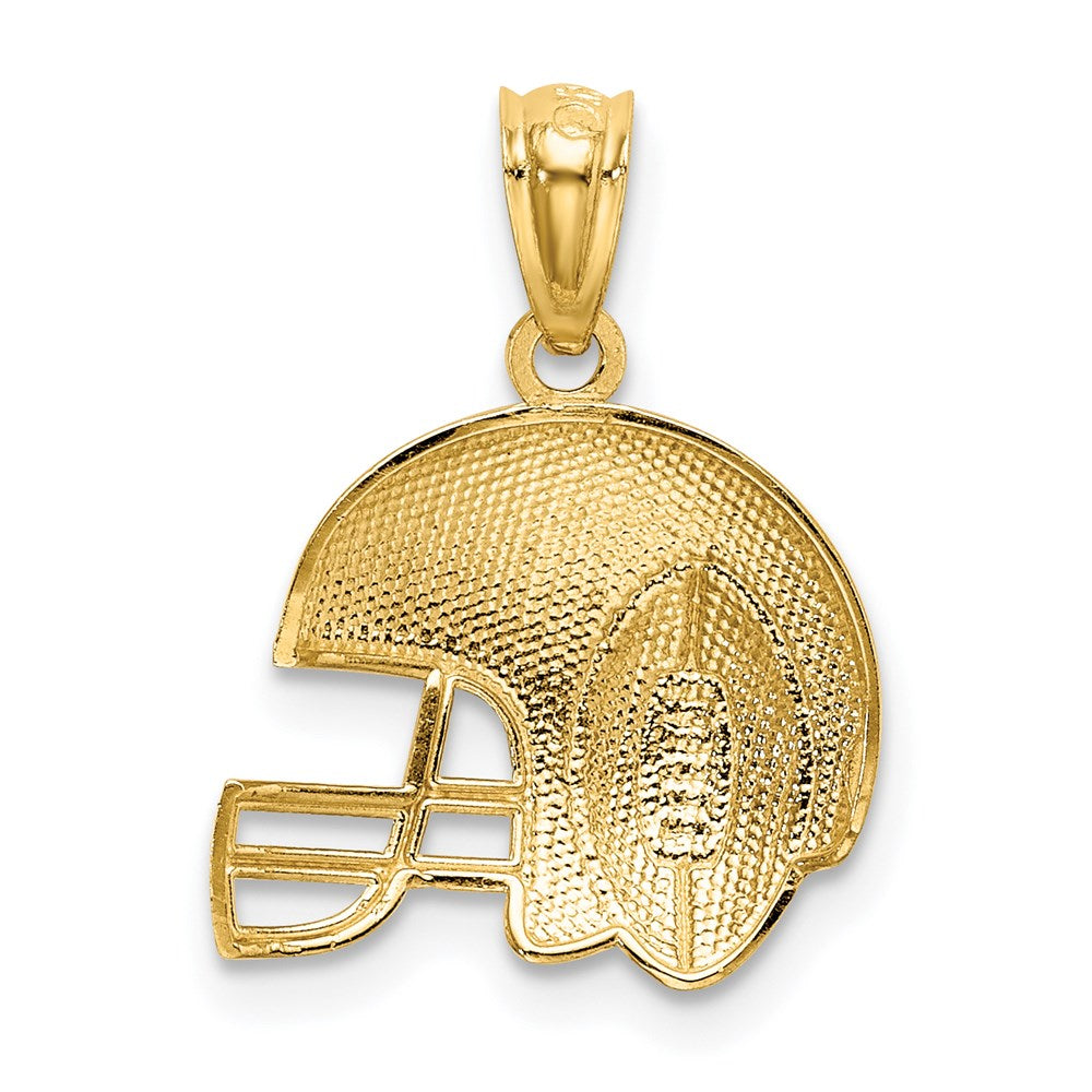 Alternate view of the 14k Yellow Gold & White Rhodium Football Helmet Pendant, 14mm by The Black Bow Jewelry Co.