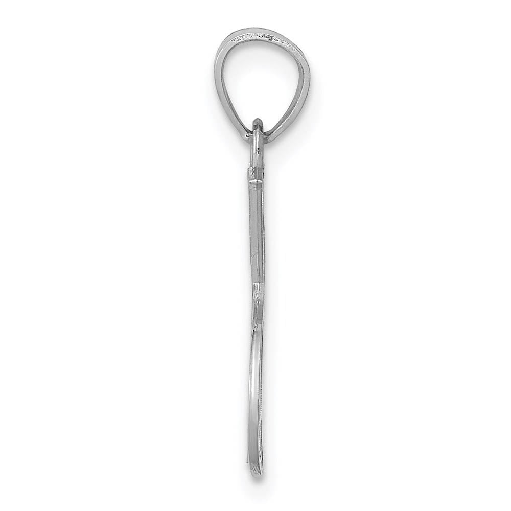 Alternate view of the 14k White Gold Double Tennis Racquet Pendant, 13mm (1/2 inch) by The Black Bow Jewelry Co.