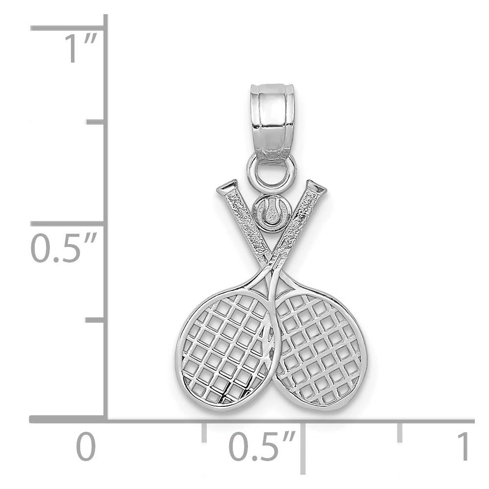 Alternate view of the 14k White Gold Double Tennis Racquet Pendant, 13mm (1/2 inch) by The Black Bow Jewelry Co.