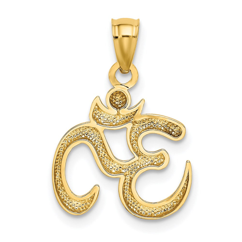 Alternate view of the 14k Yellow Gold 2D Om Symbol Pendant, 15mm (9/16 inch) by The Black Bow Jewelry Co.