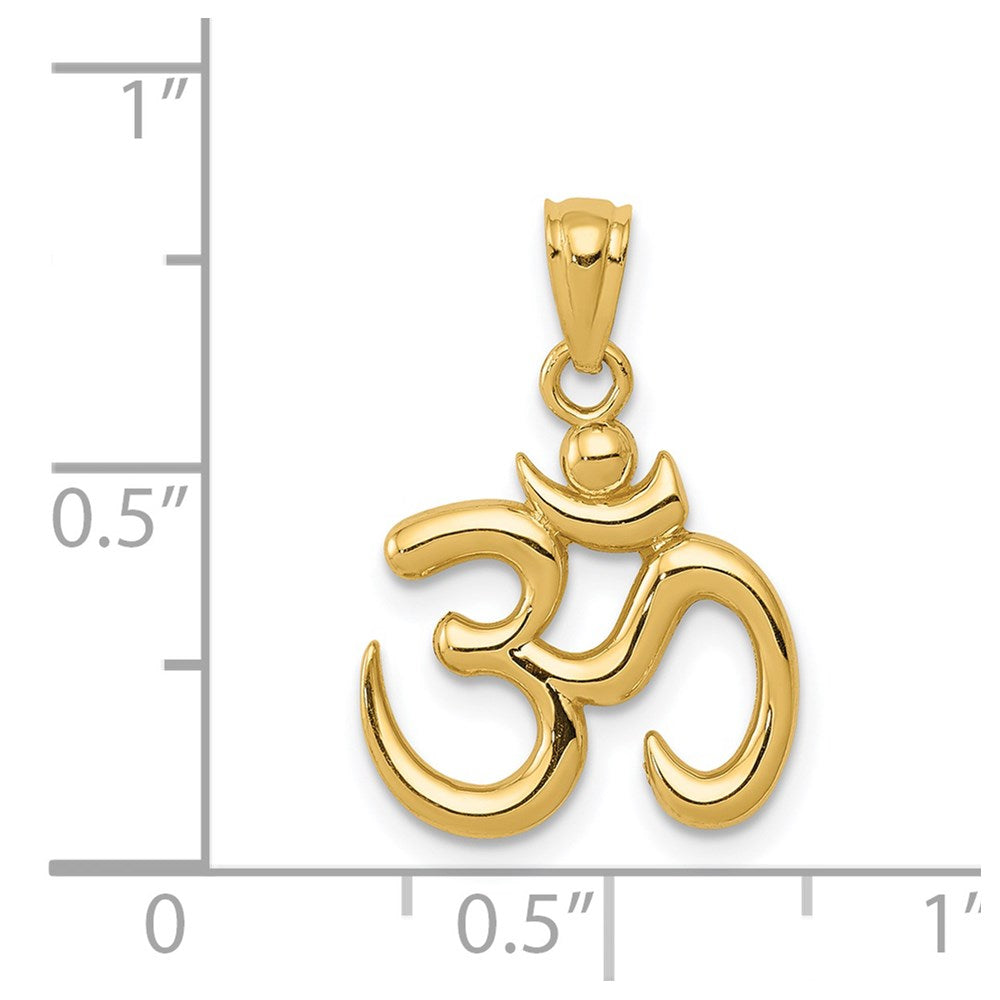 Alternate view of the 14k Yellow Gold 2D Om Symbol Pendant, 15mm (9/16 inch) by The Black Bow Jewelry Co.