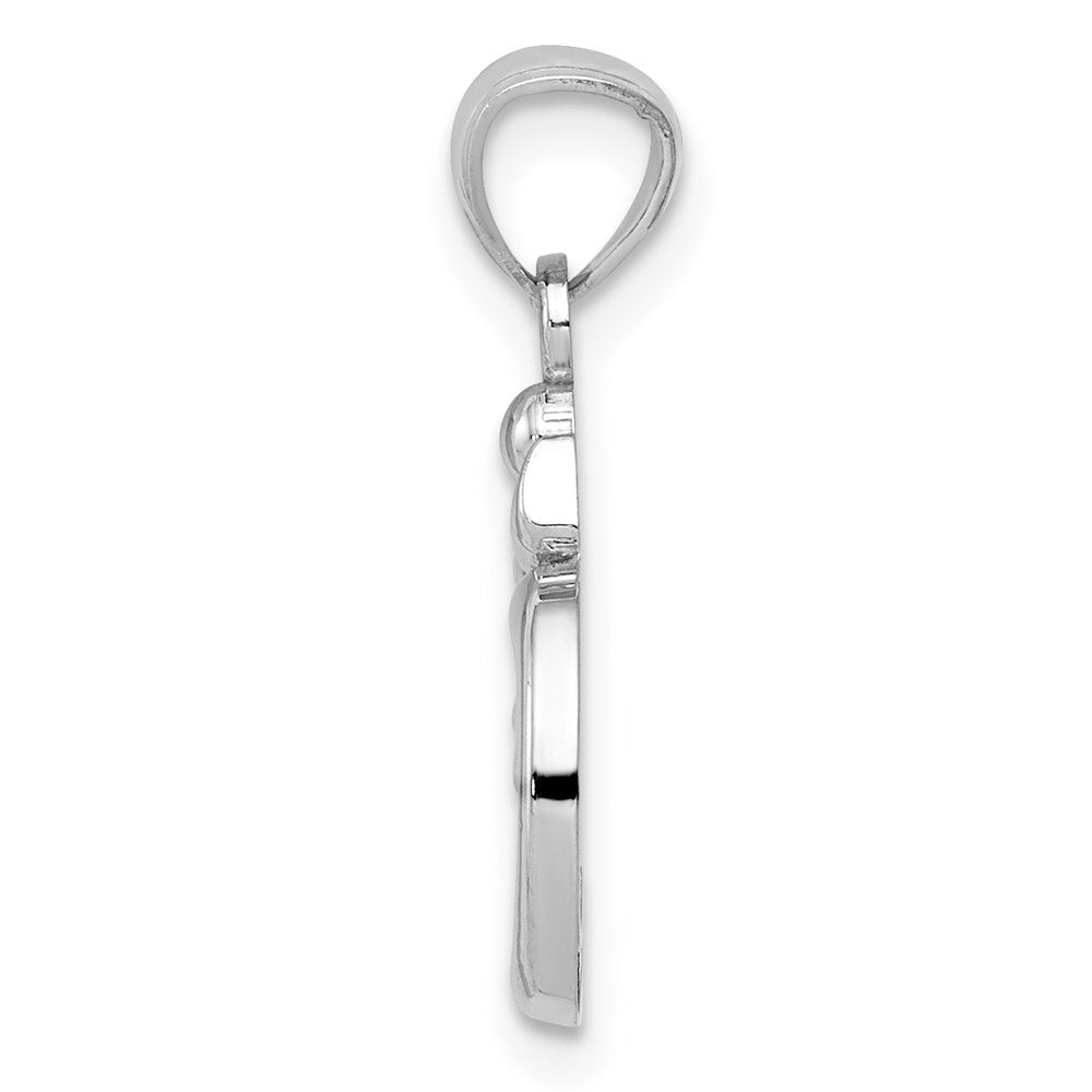 Alternate view of the 14k White Gold 2D Om Symbol Pendant, 15mm (9/16 inch) by The Black Bow Jewelry Co.