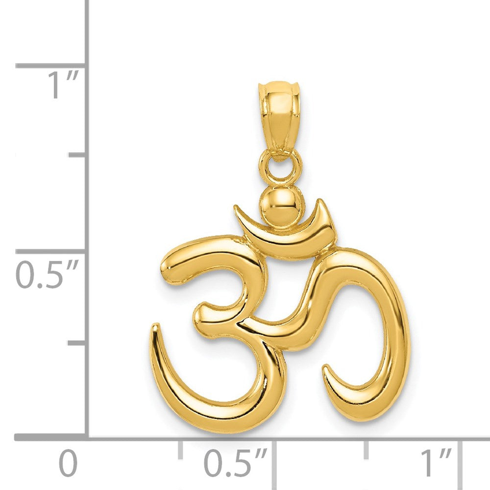 Alternate view of the 14k Yellow Gold 2D Om Symbol Pendant, 17mm (5/8 inch) by The Black Bow Jewelry Co.